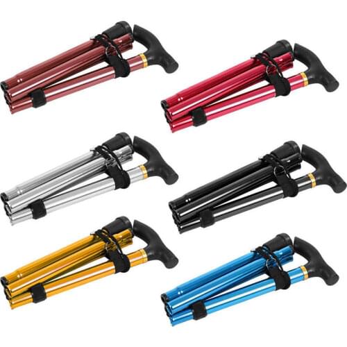 Aluminium Alloy Telescopic Lightweight Anti-Skid Walking Cane Mountaineering Stick Outdoor Climbing Hiking Tools