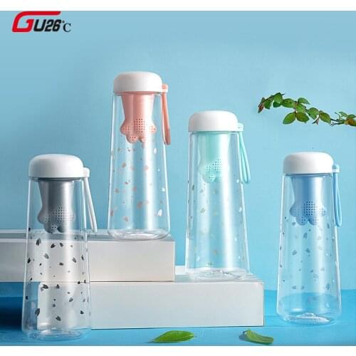 550ML Plastic Cup Small Fresh Cute Portable Cat Claw Tea Bottle Cup Contracted Multicolor The Cherry Blossom With Tea Filter