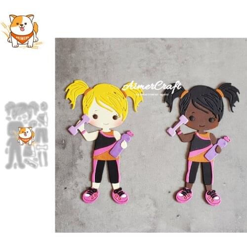 Lifting dumbbells fitness girl Metal Cutting Dies Scrapbooking Stencil DIY Embossing Craft Die Cuts Card Making New Die For 2021