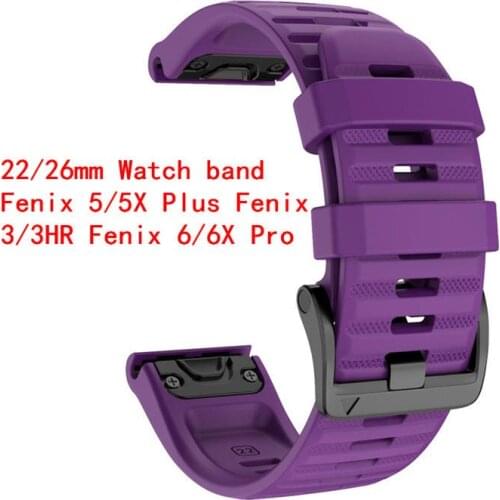 22/26mm Band For Garmin Fenix 5X / Fenix5 Plus Fenix 3 3HR Fenix 6X Fenix6 Pro Silicagel Soft Bracelet Smart Watch Wrist Strap