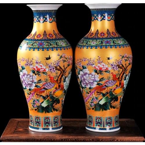 Luxury Jingdezhen Antique Porcelain Enamel Fish Tail Shape Vase Classical Decoration Large Chinese Vases Ancient Palace Vases