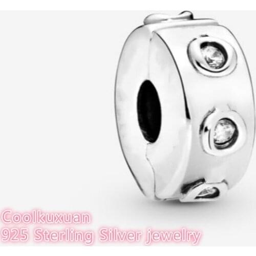 Autumn 100% 925 Sterling Silver Sparkling Crown O Clip Charm brand logo beads Fits Original Pandora bracelets Jewelry