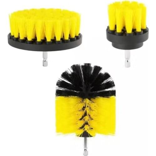 3Pcs/Set Electric Scrubber Brush Drill Brush Kit Plastic Round Cleaning Brush For Carpet Glass Car Tires Nylon Brushes 2/3.5/4
