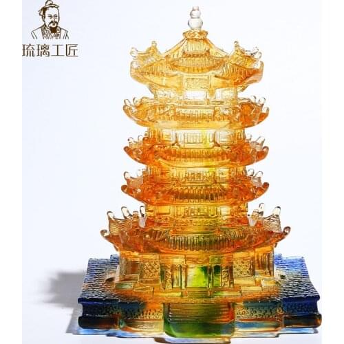 Glass Craft Wuhan Yellow Crane Tower Tourist Souvenir Special Gift Four Famous Buildings Chinese Style Chinese Style Ornaments