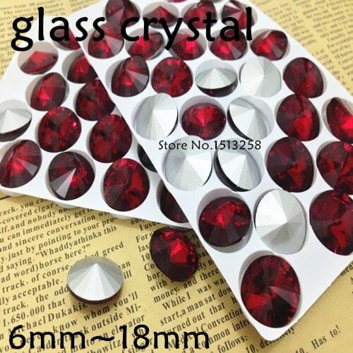 Siam Red Color Rivoli Crystal Fancy Stone Point Back Glass Stone For Jewelry Making 6mm 8mm 10mm 12mm 14mm 16mm 18mm