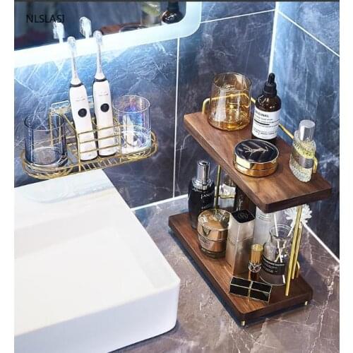 Classic Solid Wood Jewelry Rack Home Decor Bathroom Accessories Basin Skin Care Products Storage Rack Shelves Ornaments Supplies