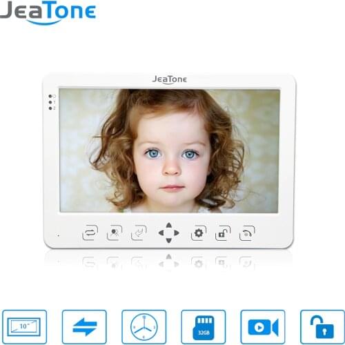 JeaTone 10 Inch HD Video Door Phone Doorbell Video Door Phone Intercom Home System Indoor Unit Colorful Monitor