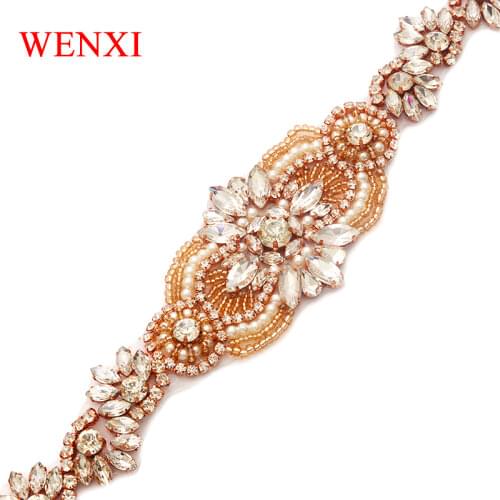 WENXI (10 pcs) Wholesale Rhinestones Applique Accessory Beads Accessories For Bridal Gown Sash WX833