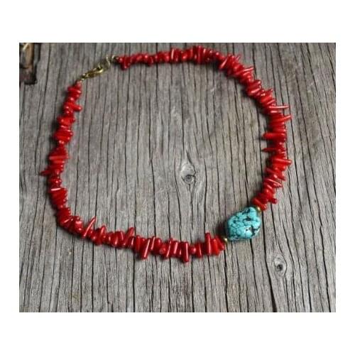 Wholesale new 2021 boho collier bijoux femme Bohemian Handmade Statement Fashion Glamour Jewelry Women Branch red coral necklace