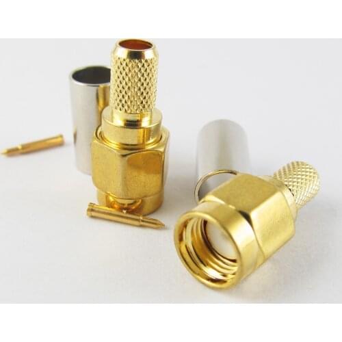 1pc SMA Male Plug Straight Crimp for RG58 RG142 RG223 RG400 LMR195 RF Connector