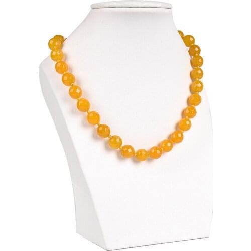 10mm Natural Gift yellow chalcedony jades stone Necklace Women Girls 18inch Christmas Wedding Jewelry Making Design Wholesale