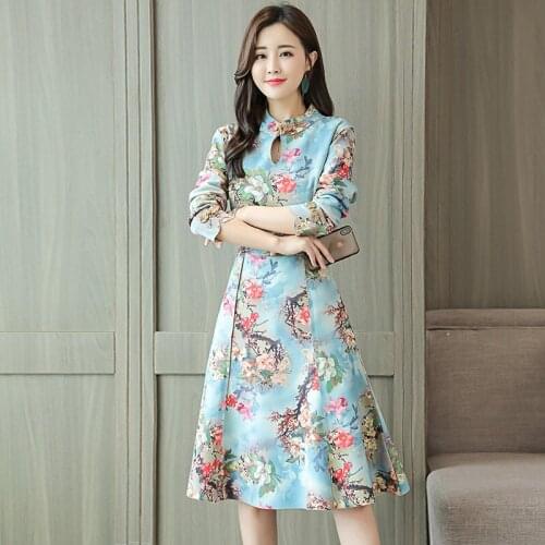 2018 Autumn New Pattern Temperament Restore Ways Wind Self-cultivation Thin Fashion Shivering Stand Lead Long A Word Dress