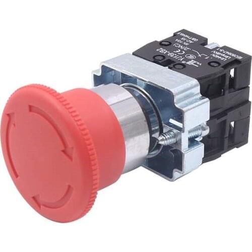 22mm XB2-542 Mushroom Head Emergency Stop Button Switch 10A/415V Emergency Stop Power Button Switch