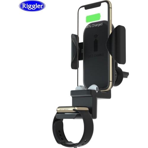 3 in 1 Wireless Charger Car Mount for iphone Airpods Apple Watch for iphone XS MAX XR XS 10W Airvent Holder