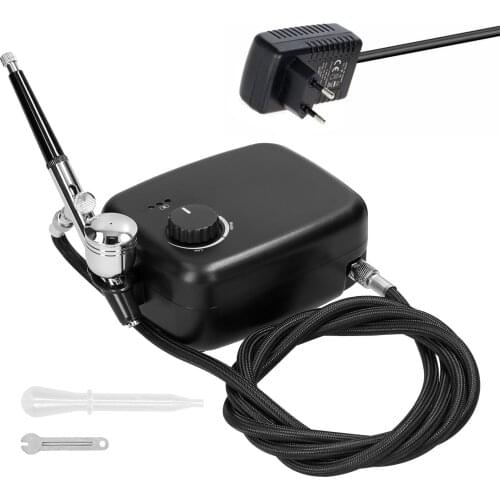 KKMOON Multi-purpose Professional 0.3mm Airbrush Non-oil Type 15-25PSI Air Pump Set for Model Making Art Painting Spray Gun Kit