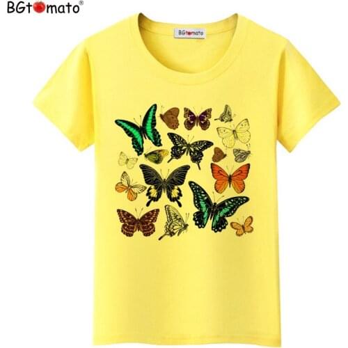 BGtomato Harajuku butterfly t shirt women summer clothes fashion tshirt brand top tees cheap sale t-shirt kawaii shirt plus size
