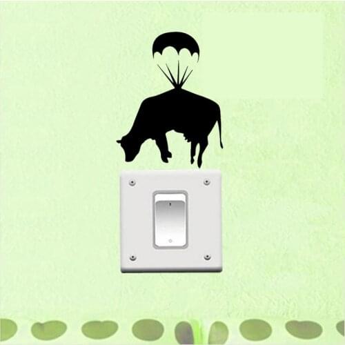 Black Vinyl Wall Decal Animals Cow Parachute Vinyl Sticker Home Decor Interior 3SS0101