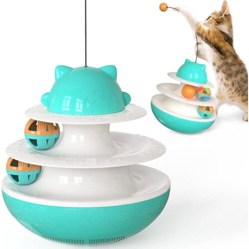 Pet Two Tier Luminous Ball Track Turn Toy Game Play Disc Turntable Interactive Exercise Intelligence Amusement Tease Cat Stick