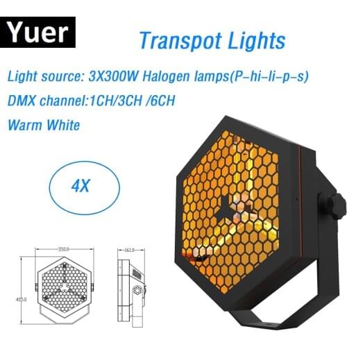 4 Units Sound/DMX Control 3X300W Halogen Lamp Stage Wash Effect Lights Warm White DMX Transpot Lights Perfect For Party Dj Clubs