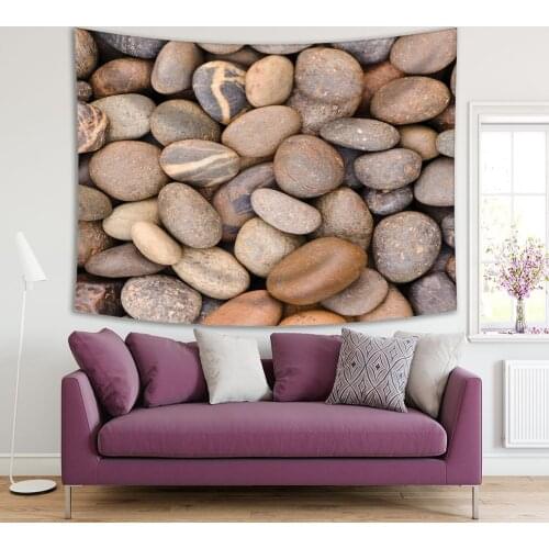 Tapestry Gravel Stones Pebble Countryside Nature Environment Decorative Gray Beige Brown Picture Printed
