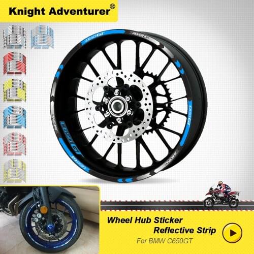 Hot Sell 12 Strips Reflective Motorcycle decals Wheels Rim Motorbike Moto Stickers decoration Styling For BMW C650GT c650 gt