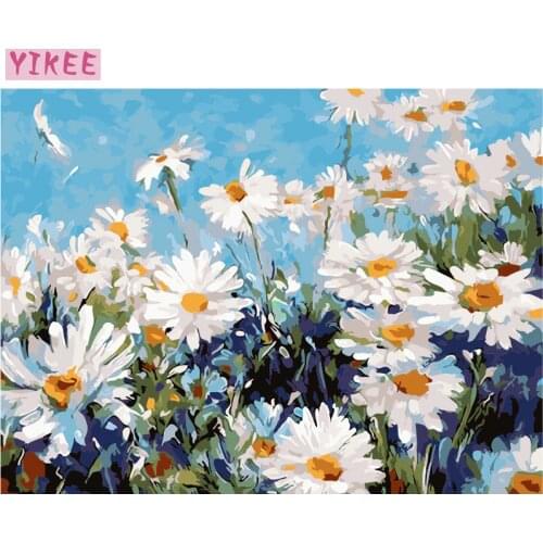 Colorful picture by numbers flowers,livingroom decoration,nordic style,painting by numbers daisy flowers