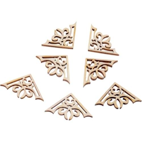Best Quality 50Pcs Flatback Wood Craft Decoration Promotions Scrapbooking Embellishments Flower Style Pendants