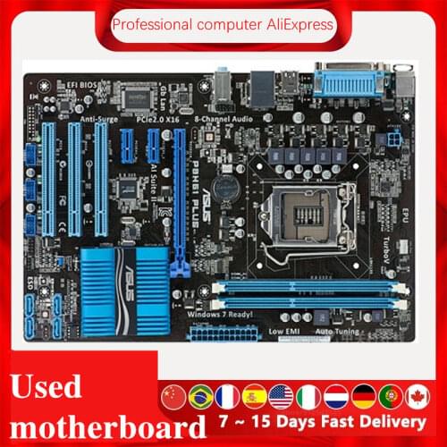 For ASUS P8H61 PLUS Desktop Computer Motherboard LGA 1155 DDR3 For Intel H61 P8H61 Desktop Mainboard SATA II PCI-E X16 Used