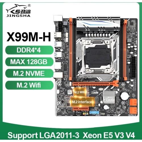 Jingsha X99 M-H Motherboard LGA 2011-3 V3 CPU M-ATX DDR4 RAM Supports Kit Xeon E5 2678 2620 2650 V3 SSD M.2 SATA 3.0 Set Combo