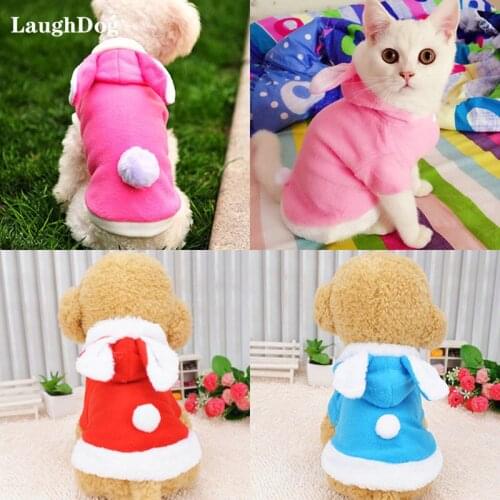 Dog Clothes Winter Warm Hooded Jacket Coat Fashion Cute Rabbit Costume For Puppy Kitten Halloween Festival Costume Pet Product