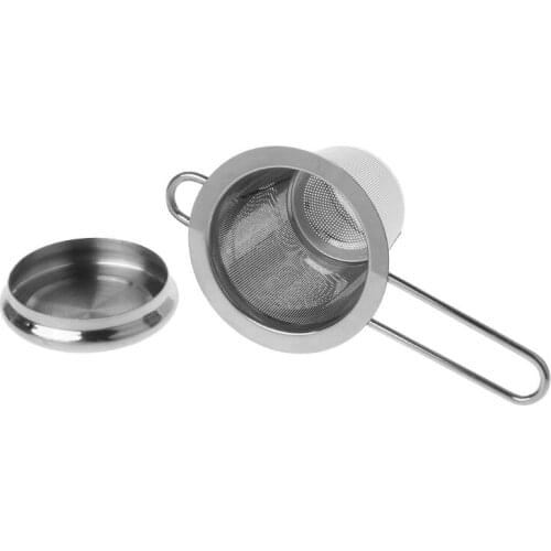 Reusable Mesh Tea Infuser Stainless Steel Strainer Loose Leaf Teapot Spice Filter With Lid Cups Kitchen Accessories F1CC