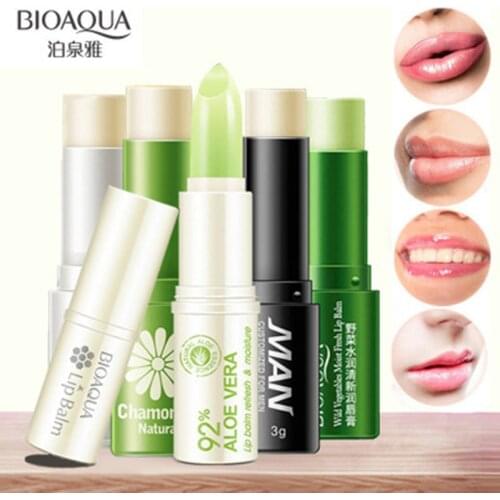 Bioaqua Natural plant Aloe Lip Balm Hydrates Honey Dry Crack Moisturizes Baby Mens Colorless Lip Balm lips Skin Care Products