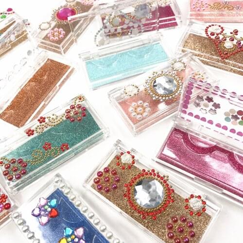 New wholesale false eyelash packaging box lash boxes package faux cils 25mm mink lashes strip crystal diamond case bulk vendors