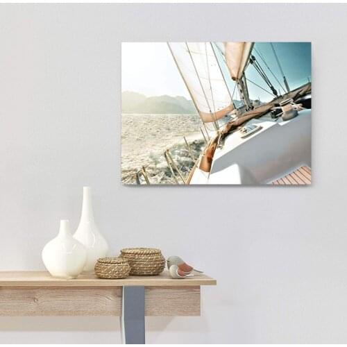 Sailboats Pictures Seascape Arts Paintings The Roaring Waves of The Ocean at Sunrise, Nautical Sea Artwork Printe Drop shipping