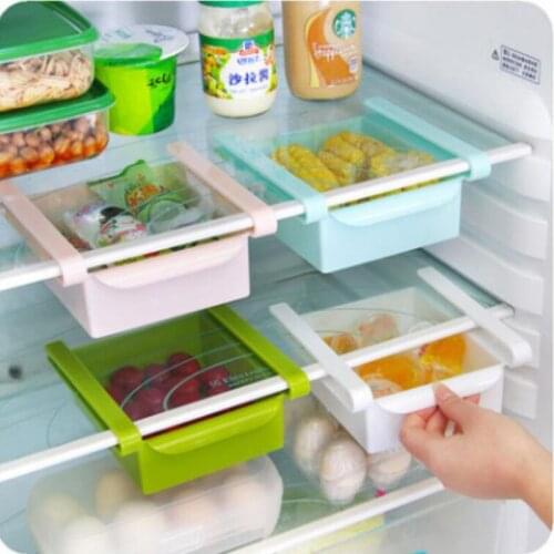 Mini Plastic Slide Drawer Fridge Storage Rack Kitchen Freezer Space Saver Organizer Bathroom Shelf Kitchen Rack Tools