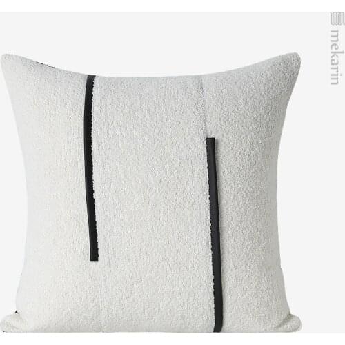 Homestay living room pillow black and white plush stitching pillow home bedroom sofa cushion car cushion pillowcase