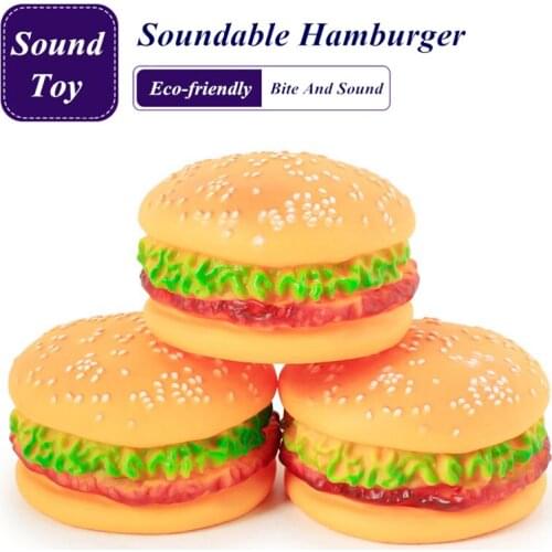 JCPAL Realistic Soundable Hamburger Dog Toys Intellectual Dog Training Chew Toys Hamburger Eco-friendly Interactive Dog Toys