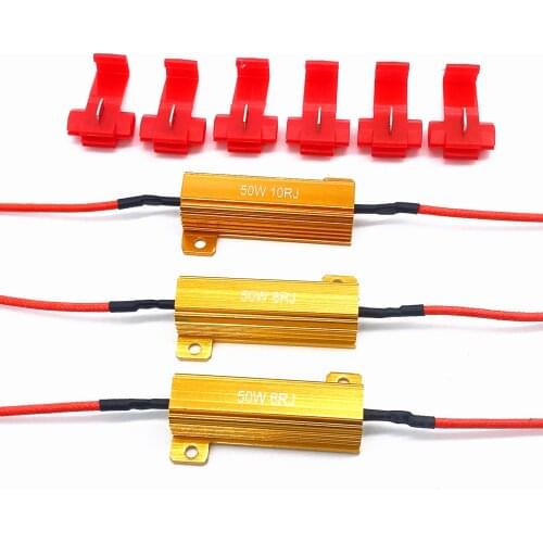 2pcs 50w 6ohm 8ohm 10ohm Load Resistors LED Flash Rate Turn Signals Light Indicator Controllers Brake Running Motorcycle