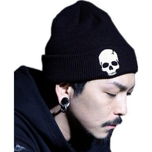Punk Wool Cap New Fashion Autumn Winter Men Women Hip-hop Skull Bone Knitted Hat Casual Mask Warmer Halloween Gorros