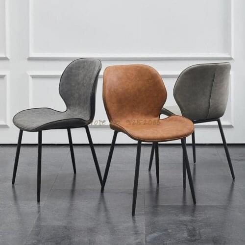 Nordic dining table chair leather simple home desk stool backrest makeup chair modern hotel restaurant light luxury dining chair