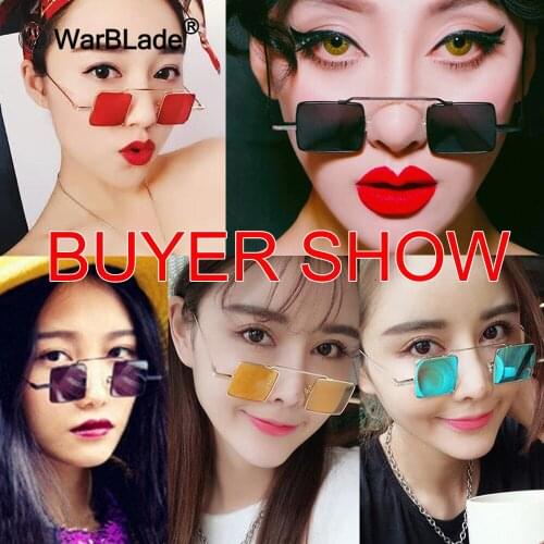 WarBLade 2018 Small Square Glasses Men Women Sunglasses Sunglasses Vintage Red Pink Color Punk Square Eyewear Womens Glasses