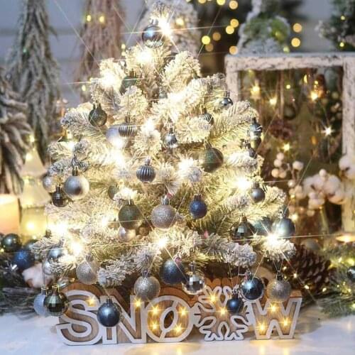 T3EC 54pcs Christmas Balls Glitter Christmas Tree Ornaments Xmas Hanging Baubles Home Bar Party Decoration