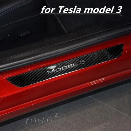 Carbon Fiber Car Nerf Bars shell for Tesla model 3 car accessories Running Boards Protector Patch for model 3 Stickers 5D Parts