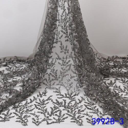 XIYA 2021 Luxury Handmade Embroidery Sequence Beaded Lace High Quality Africa French Tulle Sequins Lace Fabric for Party 3992B
