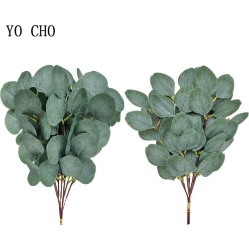 YO CHO Home decoration simulation leaf silk eucalyptus leaf artificial plant with flower leaf home interior decoration fake plan