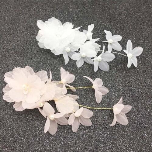Fashion White Pink Flower Pearl Hair Clips Bride Wedding Hair Accessories Floral Hairpins for Women Elegant Girls Hair Barrettes