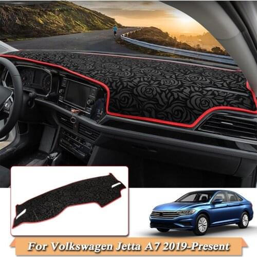 Car Styling Dashboard Protective Mat Shade Cushion Pad Rose Pattern Carpet For Volkswagen Jetta A7 2019-Present Anti-Slip Mat