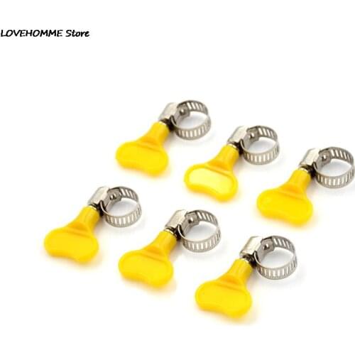 ZLinKJ New 6 Pcs/lot Butterfly Hose Clamp Homebrew Pipe Clamp Fit 6mm O.D ~ 29mm O.D Tube Plastic Handle Stainless Steel