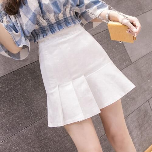 Skirt denim short skirt A word skirt female spring and summer new high waist anti-bare bag hip lotus leaf skirt fishtail half