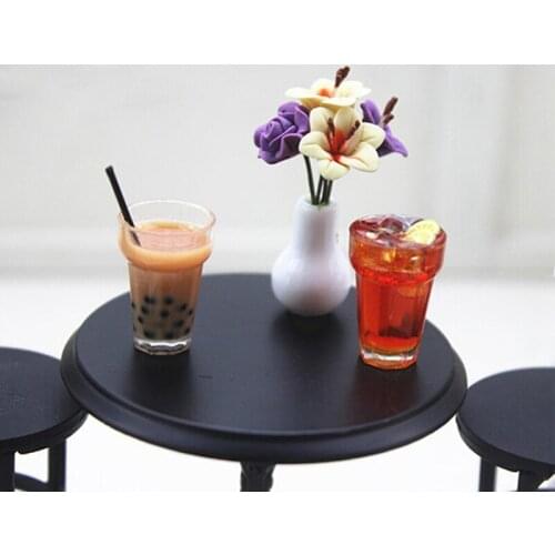 1:12 Resin Dollhouse Mini Decoration Gifts Mini Lemon Milk Tea Water Cup Miniature Dollhouse Accessories Cups Toy